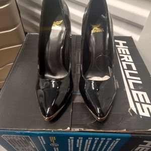 Women's Black High Heels With Gold Toe